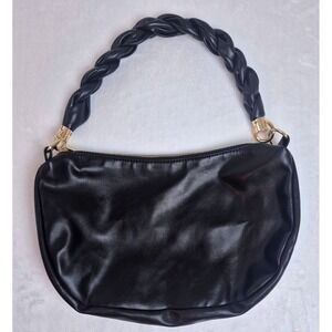 Grossi Women Black Hobo Bag Braided Strap Gold Hardware Small Shoulder Bag NWOT